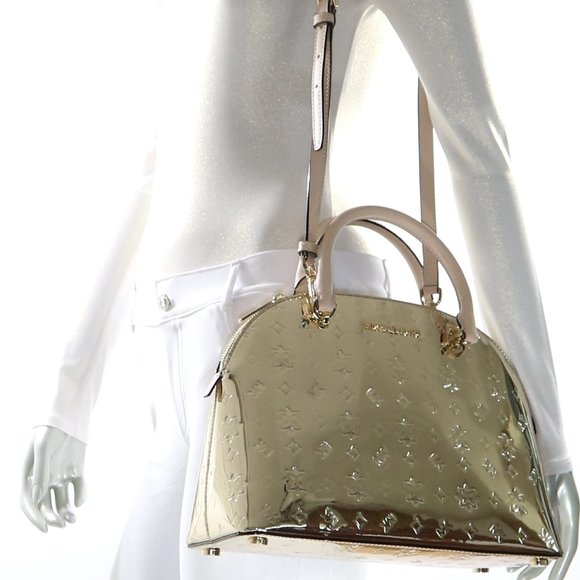 Michael Kors Emmy Large Top Zip Satchel Pale Gold - Picture 4 of 8
